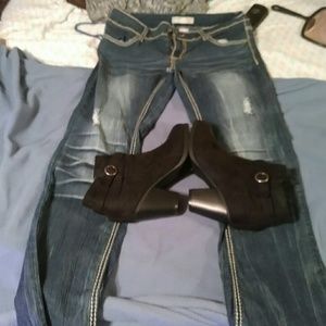 Dresses clothes pants and shoes